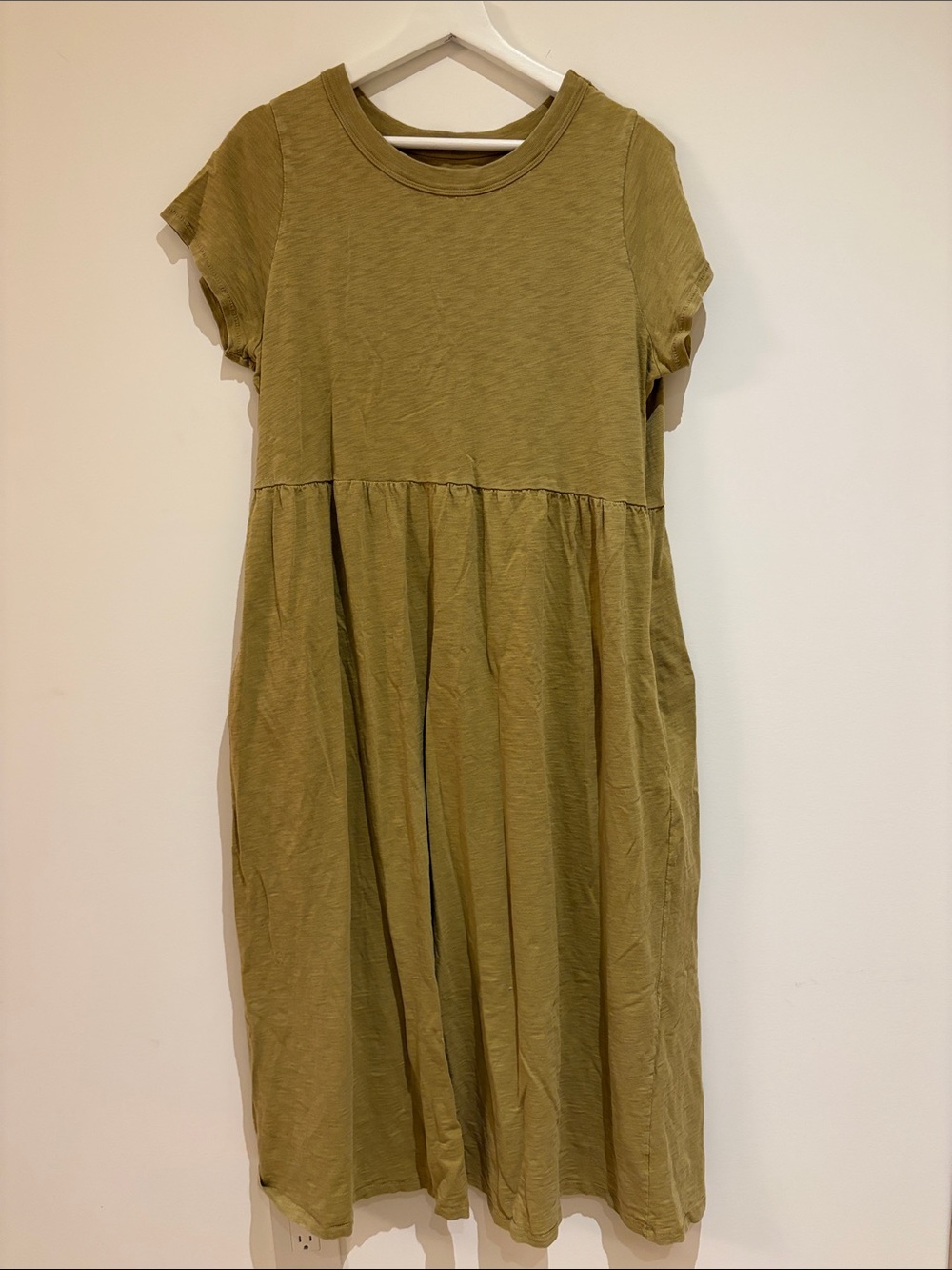 Distressed Olive Green T-Shirt Dress